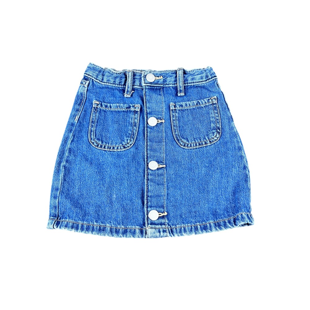 Old Navy Girls Denim‎ Skirt Adjustable Waist Button Front Blue Size 5T